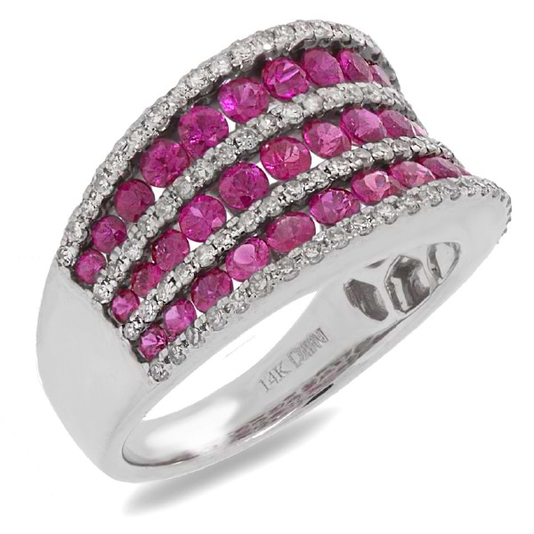 0.48ct Diamond & 1.79ct Pink Sapphire 14k White Gold Ring