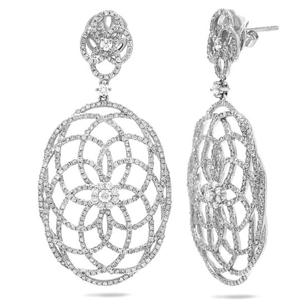 2.58ct 14k White Gold Diamond Lace Earrings