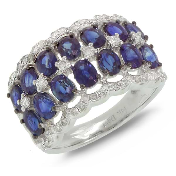 0.40ct Diamond & 3.66ct Blue Sapphire 14k White Gold Ring