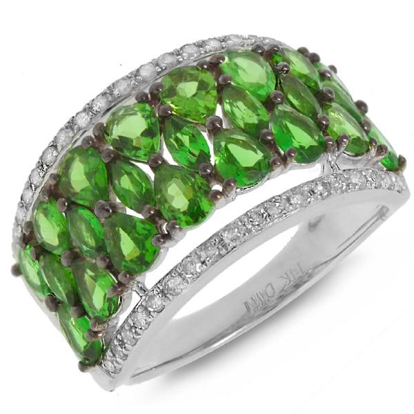 0.31ct Diamond & 2.93ct Green Garnet 14k White Gold Ring