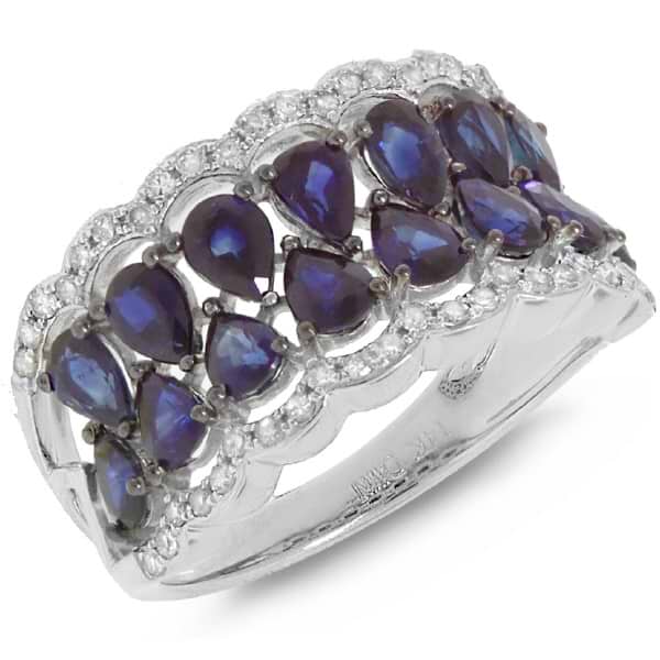 0.29ct Diamond & 3.11ct Blue Sapphire 14k White Gold Ring