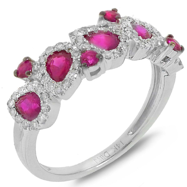 0.32ct Diamond & 1.36ct Pink Sapphire 14k White Gold Ring