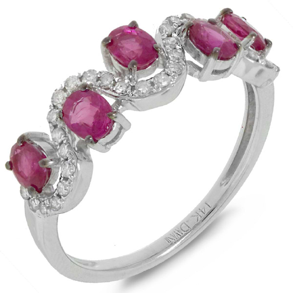 0.20ct Diamond & 1.13ct Pink Sapphire 14k White Gold Ring