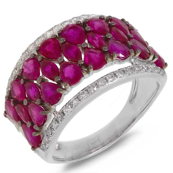 0.31ct Diamond & 3.63ct Pink Sapphire 14k White Gold Ring