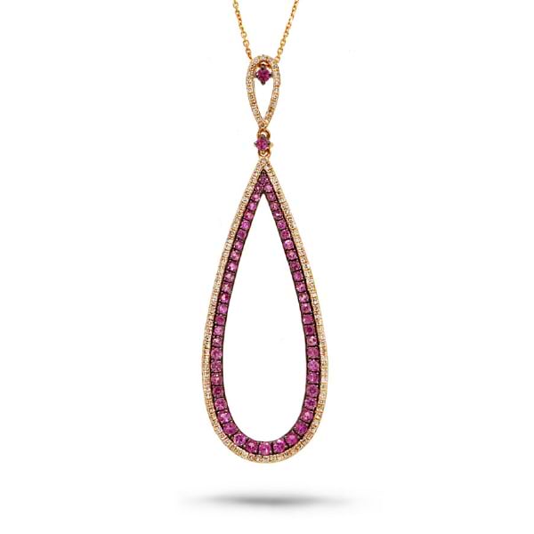 0.36ct Diamond & 0.96ct Light Pink Sapphire 14k Rose Gold Pendant Necklace