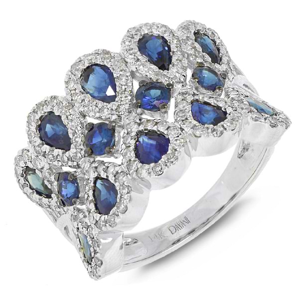 0.71ct Diamond & 2.37ct Blue Sapphire 14k White Gold Ring