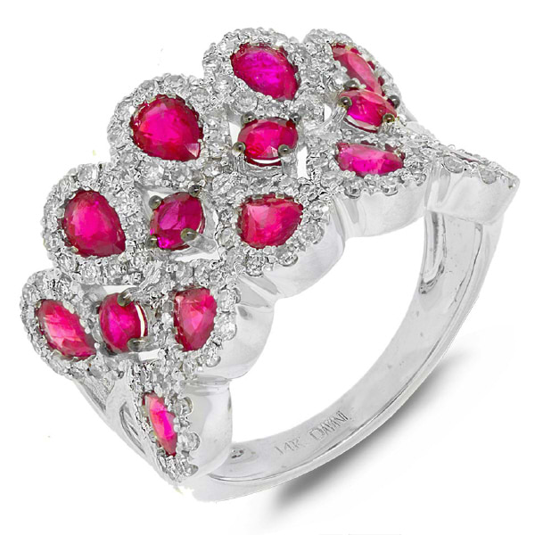 0.71ct Diamond & 2.43ct Pink Sapphire 14k White Gold Ring
