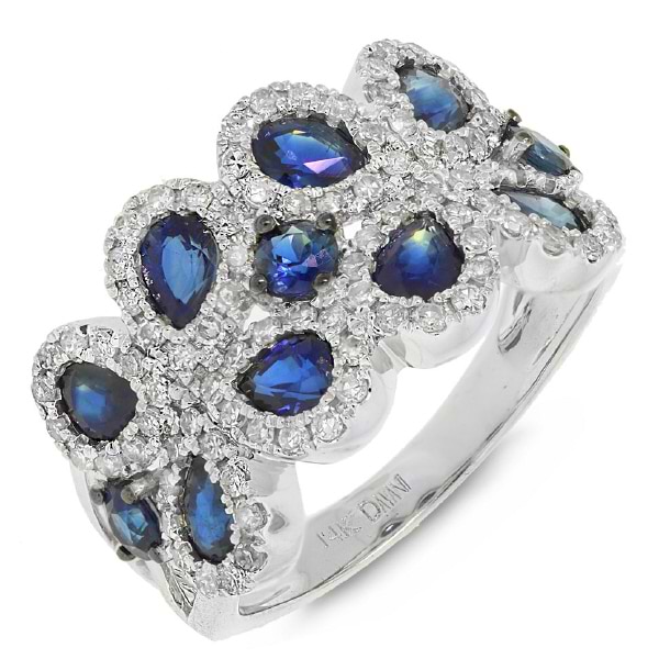 0.58ct Diamond & 2.02ct Blue Sapphire 14k White Gold Ring