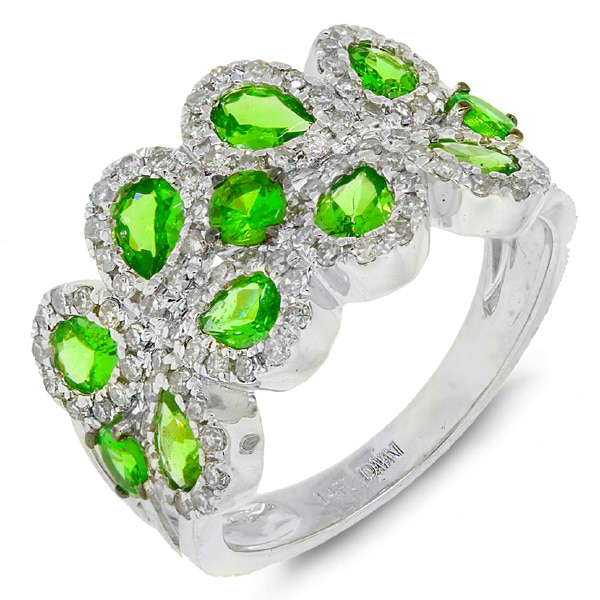 0.58ct Diamond & 1.49ct Green Garnet 14k White Gold Ring