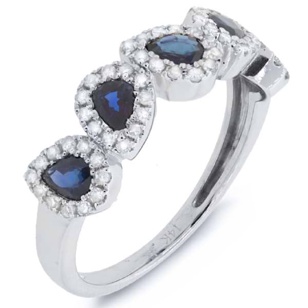 0.32ct Diamond & 1.07ct Blue Sapphire 14k White Gold Ring
