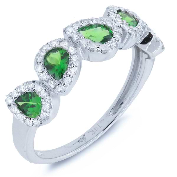 0.32ct Diamond & 0.81ct Green Garnet 14k White Gold Ring