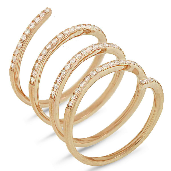 0.57ct 14k Yellow Gold Diamond Spiral Lady's Ring