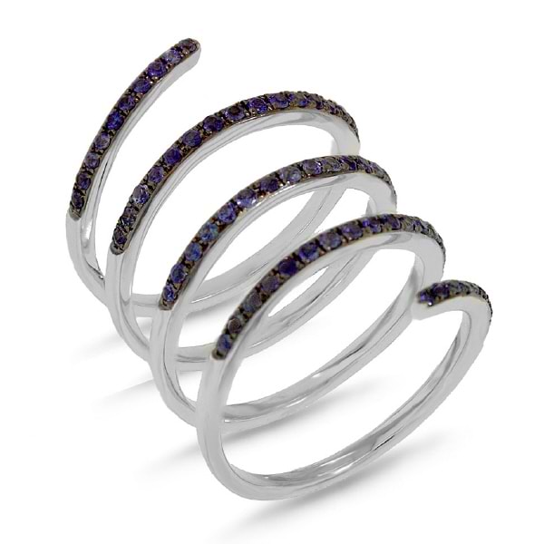 0.68ct 14k White Gold Blue Sapphire Spiral Lady's Ring