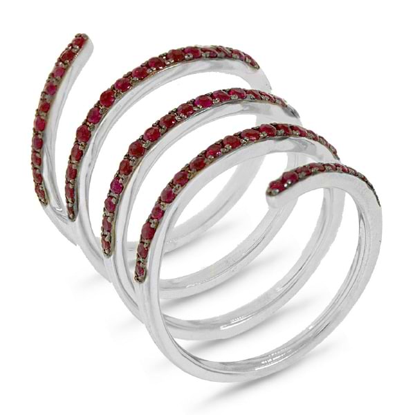 1.09ct 14k White Gold Ruby Spiral Lady's Ring