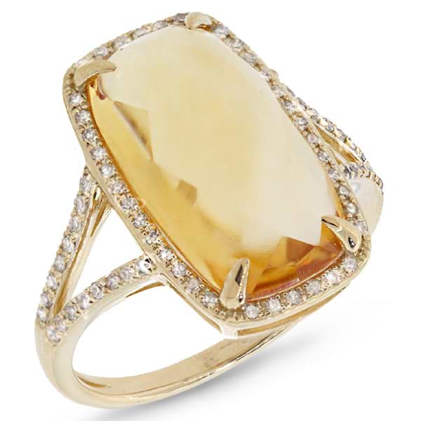 0.23ct Diamond & 6.19ct Citrine 14k Yellow Gold Ring