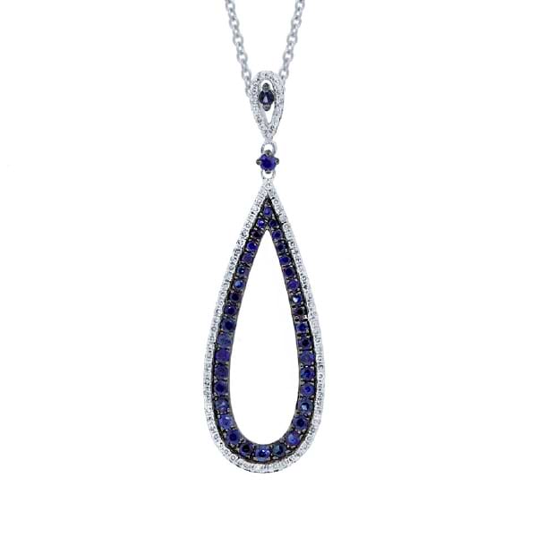 0.24ct Diamond & 0.82ct Blue Sapphire 14k White Gold Pendant Necklace
