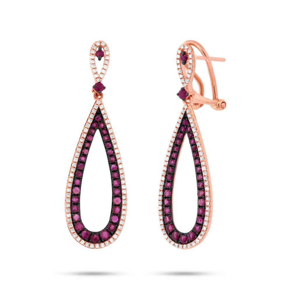 0.46ct Diamond & 1.50ct Ruby 14k Rose Gold Earrings