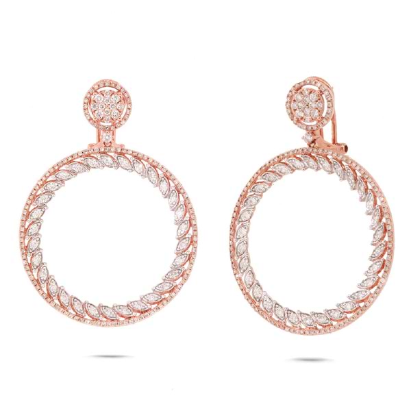 2.51ct 14k Two-tone Rose Gold Diamond Earrings