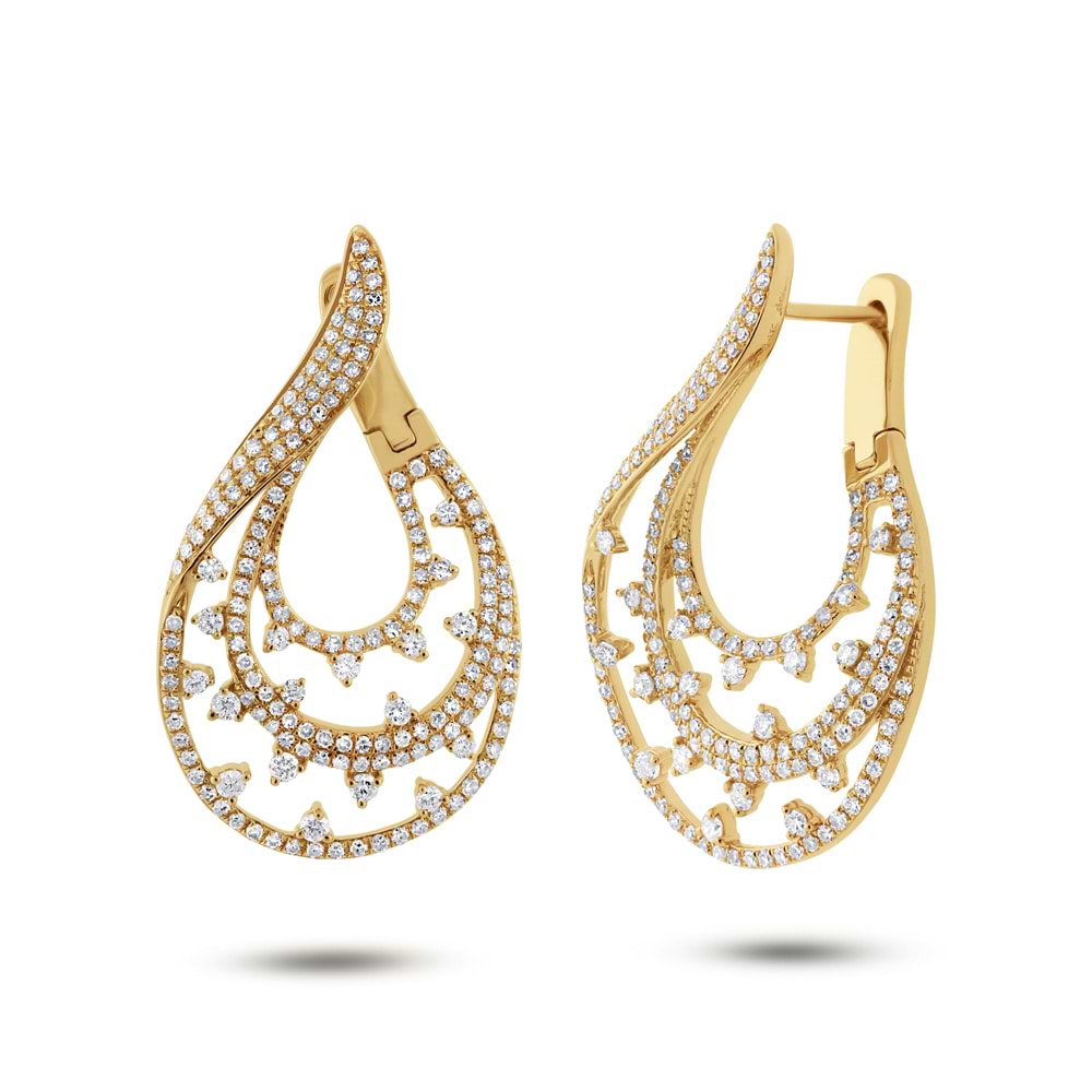 2.10ct 14k Yellow Gold Diamond Earrings