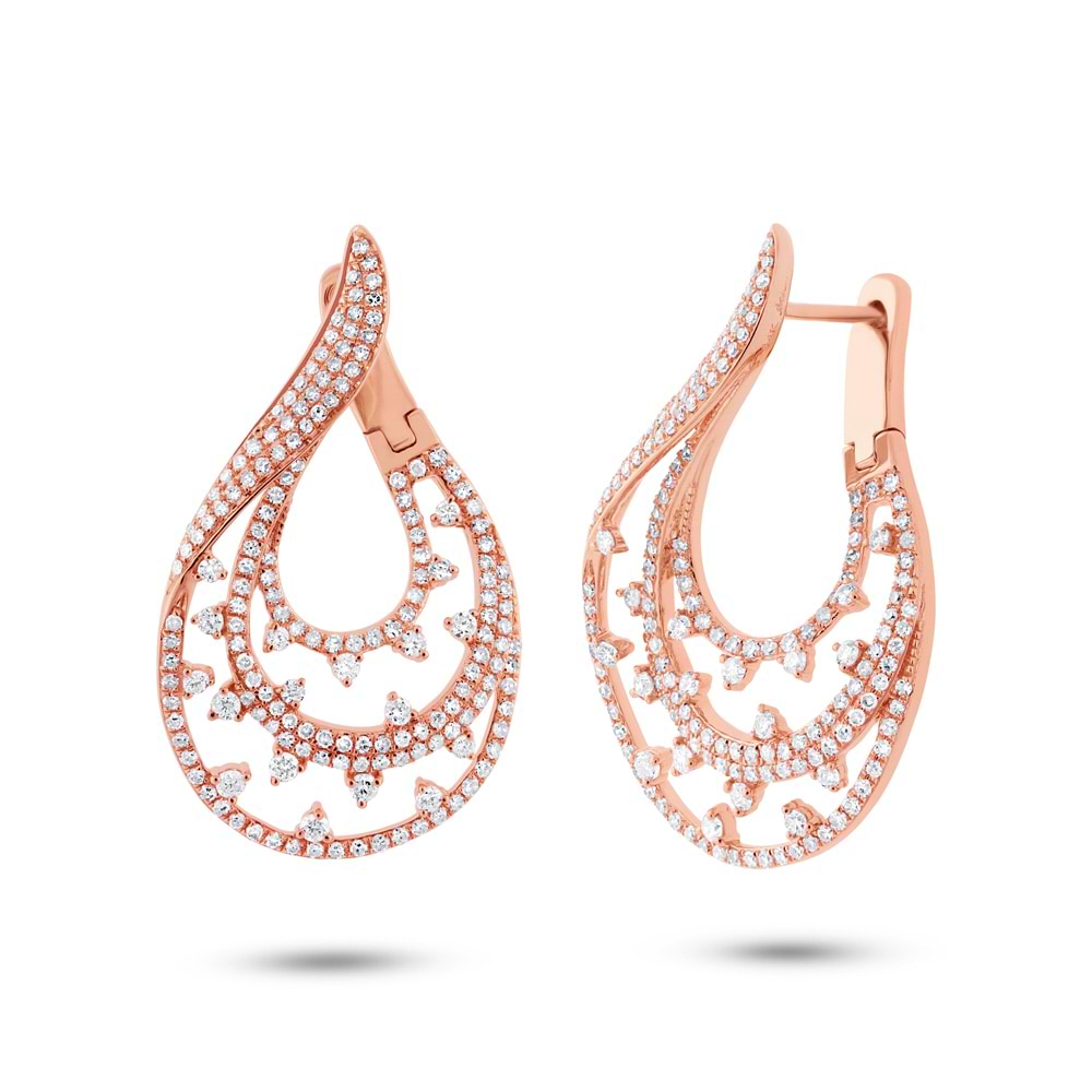 2.10ct 14k Rose Gold Diamond Earrings