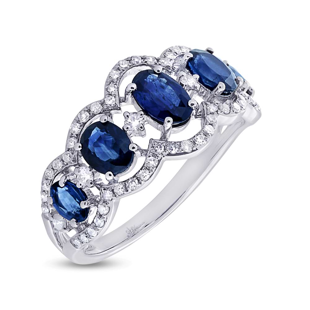 0.40ct Diamond & 1.96ct Blue Sapphire 14k White Gold Ring