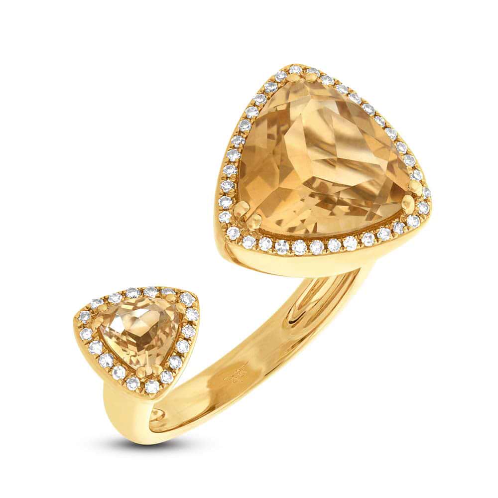 0.20ct Diamond & 4.46ct Citrine 14k Yellow Gold Ring