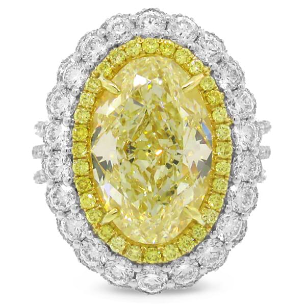 10.08ct 18k Two-tone Gold EGL Certified Oval Shape Natural Fancy Yellow Diamond Ring