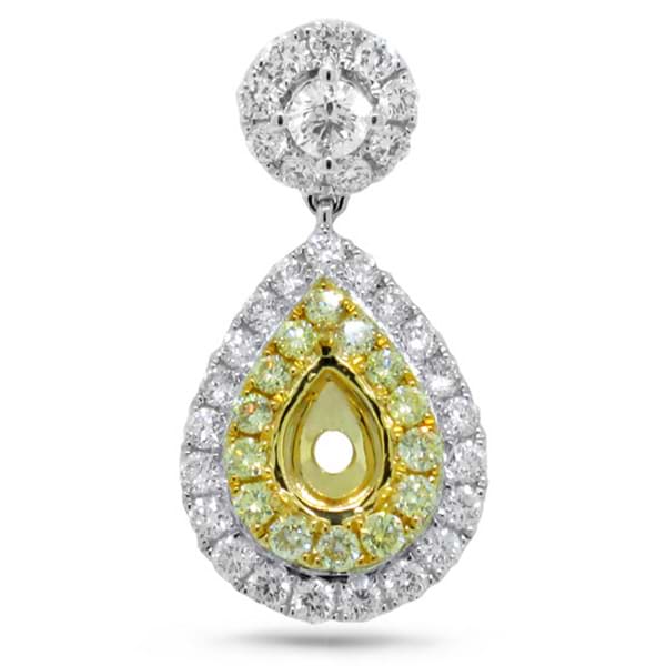 0.71ct 18k Two-tone Gold Natural Yellow Diamond Semi-mount Pendant Necklace