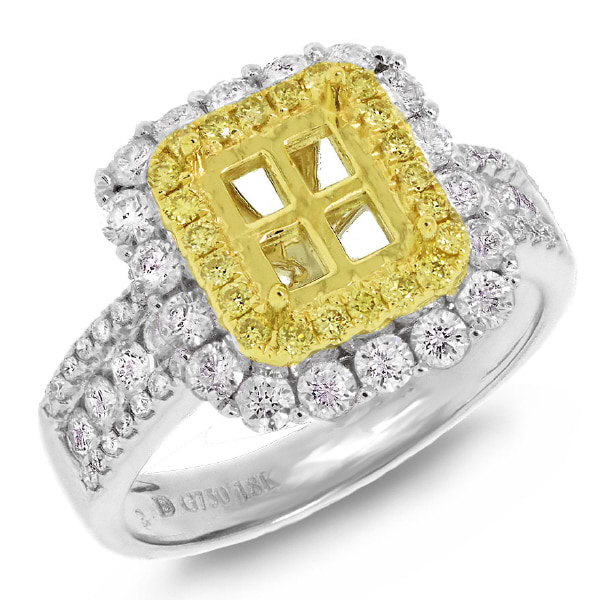 1.16ct 18k Two-tone Gold Natural Yellow Diamond Semi-mount Ring