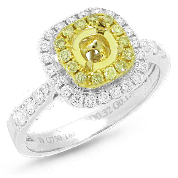 0.45ct 18k Two-tone Gold Natural Yellow Diamond Semi-mount Ring