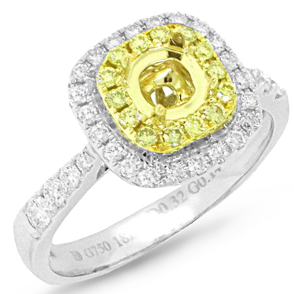 0.46ct 18k Two-tone Gold Natural Yellow Diamond Semi-mount Ring