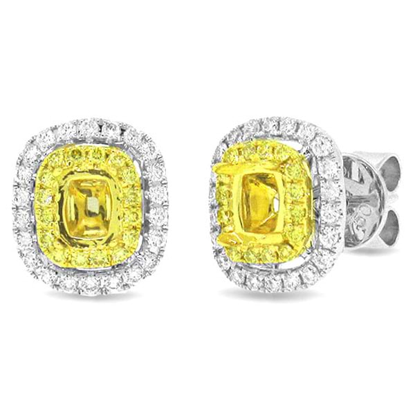 0.51ct 18k Two-tone Gold Natural Yellow Diamond Semi-mount Earrring