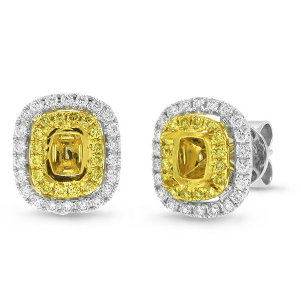 0.52ct 18k Two-tone Gold Natural Yellow Diamond Semi-mount Earrring