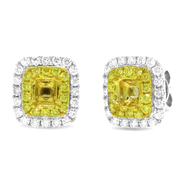 0.95ct 18k Two-tone Gold Natural Yellow Diamond Semi-mount Earrring