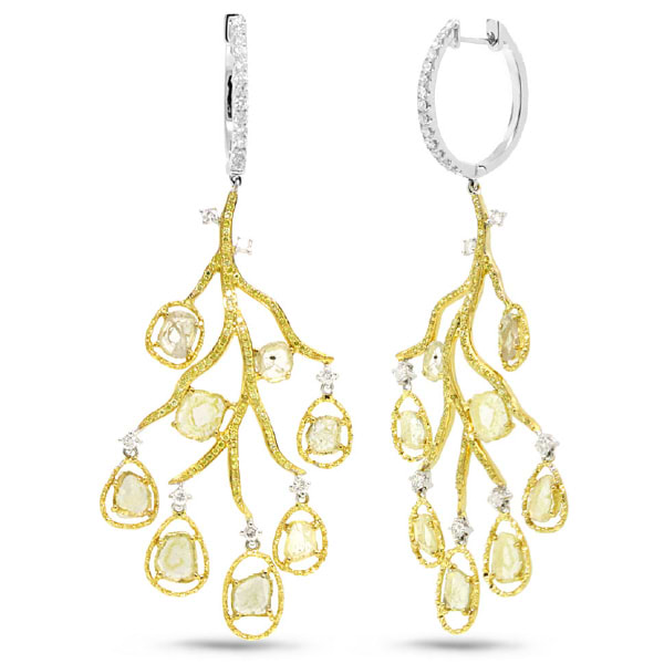 4.31ct 18k Two-tone Gold Fancy Color Diamond Earrings