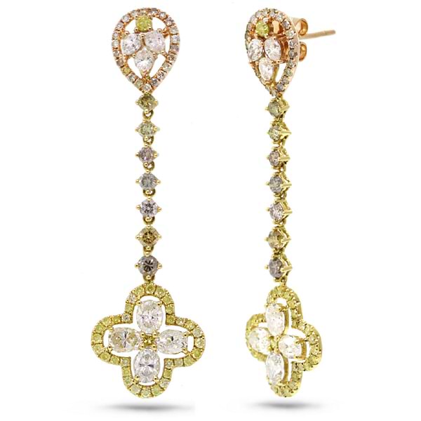 4.71ct 18k Two-tone Rose Gold Fancy Color Diamond Earrings