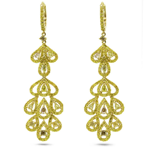 4.43ct 18k Yellow Gold Gia Certified Fancy Color Diamond Earrings