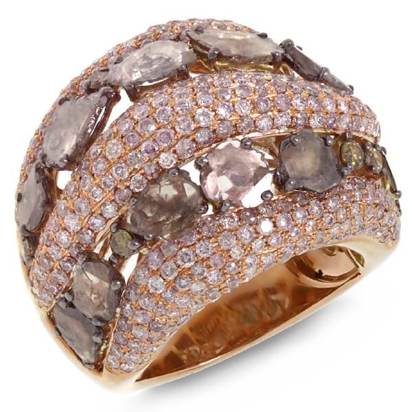 4.41ct 18k Rose Gold White & Fancy Color Diamond Ring
