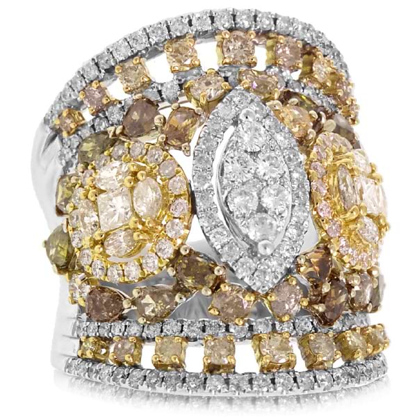 4.37ct 18k White Gold White & Fancy Color Diamond Ring