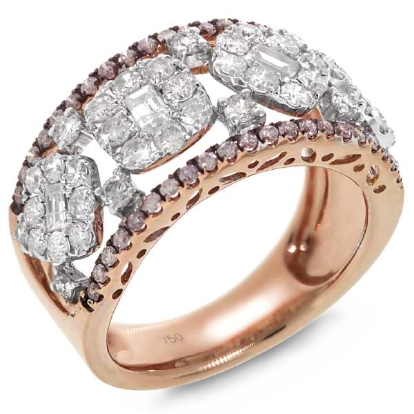 1.65ct 18k Rose Gold White & Pink Diamond Ring