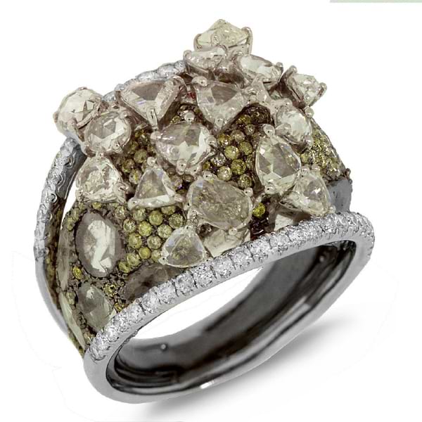 5.46ct 18k Two-tone Black Rhodium Gold White & Fancy Color Diamond Ring