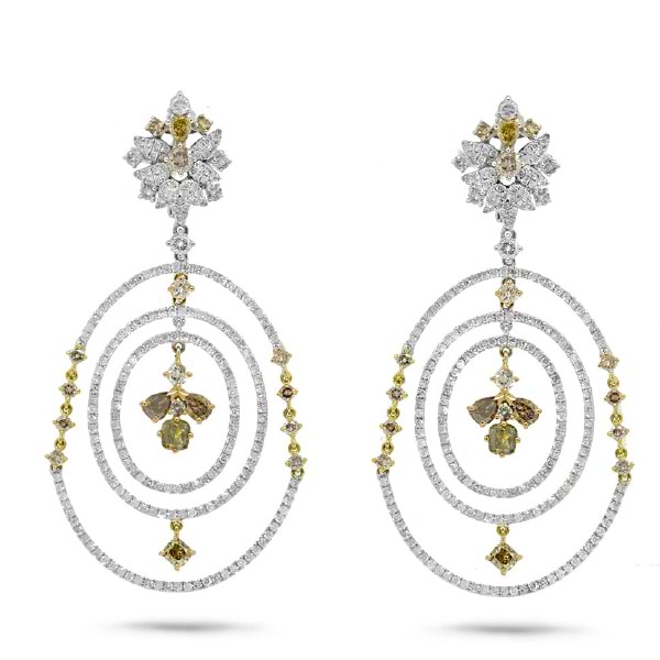 6.42ct 18k White Gold White & Fancy Color Diamond Earrings