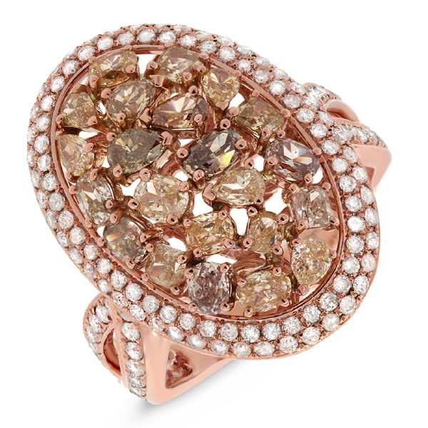 2.71ct 18k Rose Gold White & Fancy Color Diamond Ring
