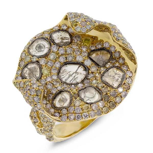 4.37ct 18k Yellow Gold Fancy Color Diamond Ring