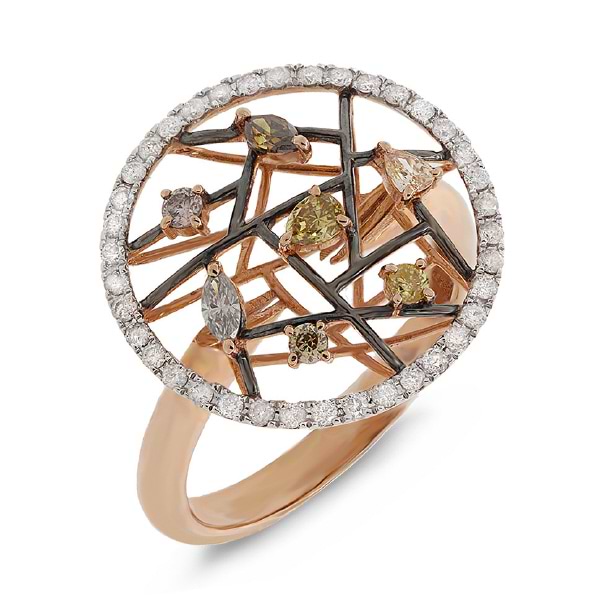 0.63ct 18k Rose Gold Fancy Color Diamond Ring