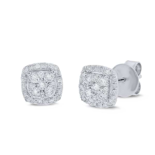 0.46ct 14k White Gold Diamond Cluster Stud Earrings