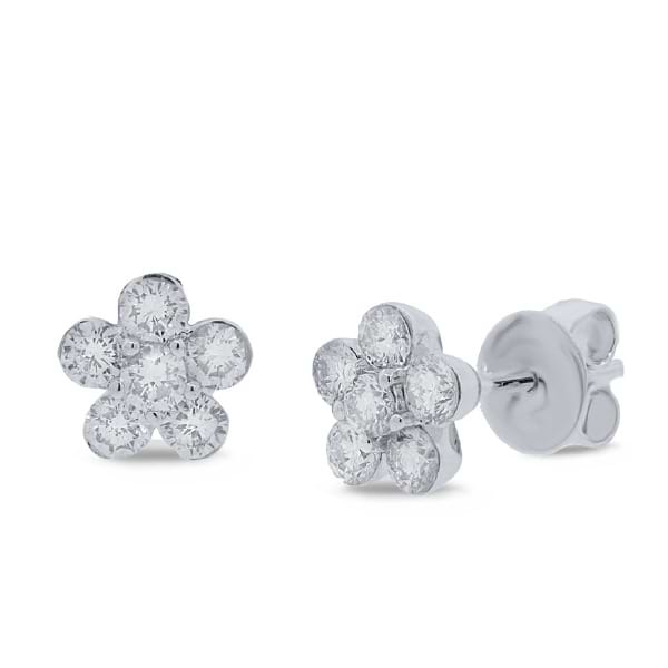 1.02ct 14k White Gold Diamond Flower Stud Earrings