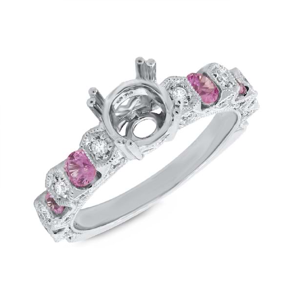 0.36ct Diamond & 0.61ct Pink Sapphire 14k White Gold Semi-mount Ring