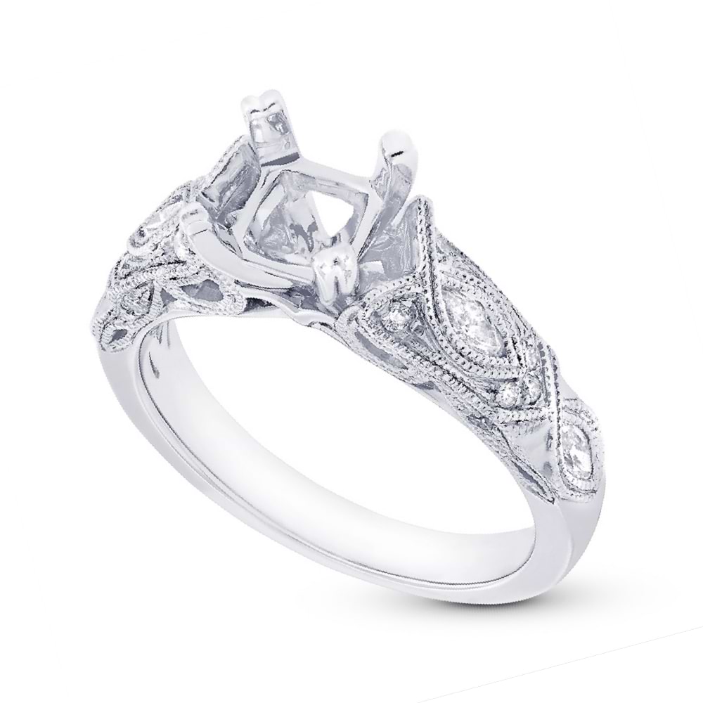 0.32ct 14k White Gold Diamond Semi-mount Ring