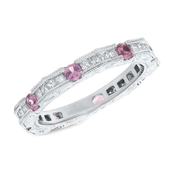 0.56ct Diamond & 0.64ct Pink Sapphire 14k White Gold Lady's Ring